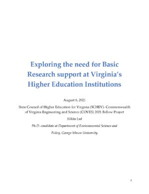 Exploring the need for Basic Research Support at Virginia’s Higher Education Institutions