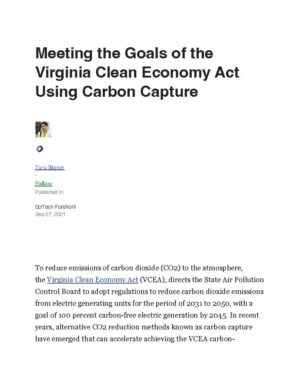 Meeting the Goals of the Virginia Clean Economy Act Using Carbon Capture